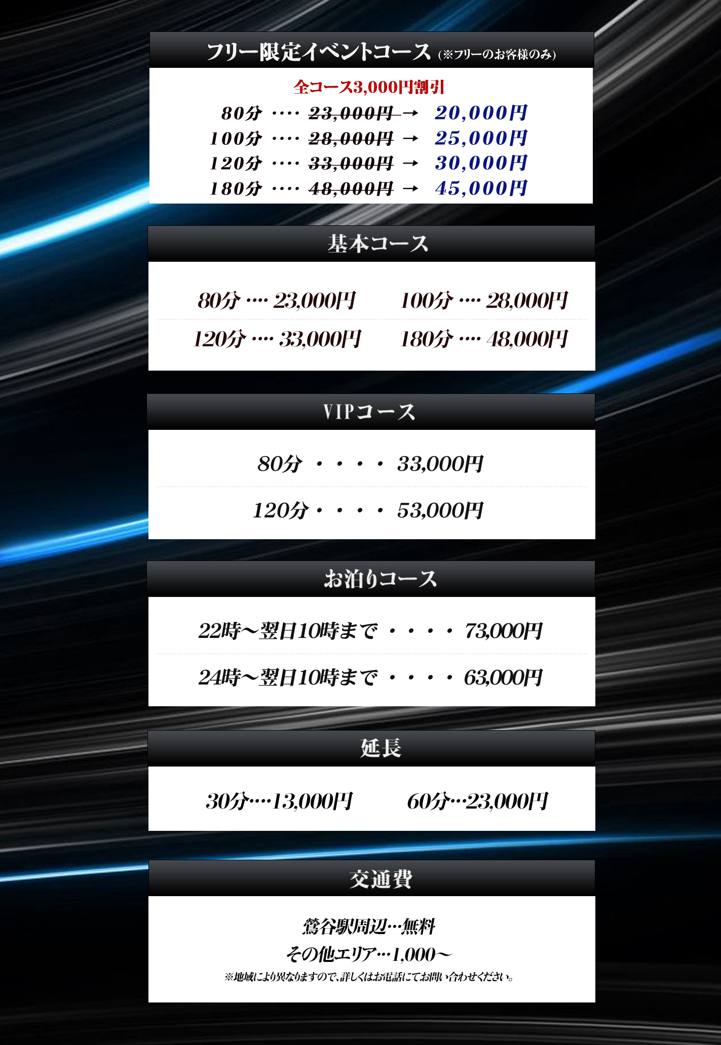 オールヌードの料金表