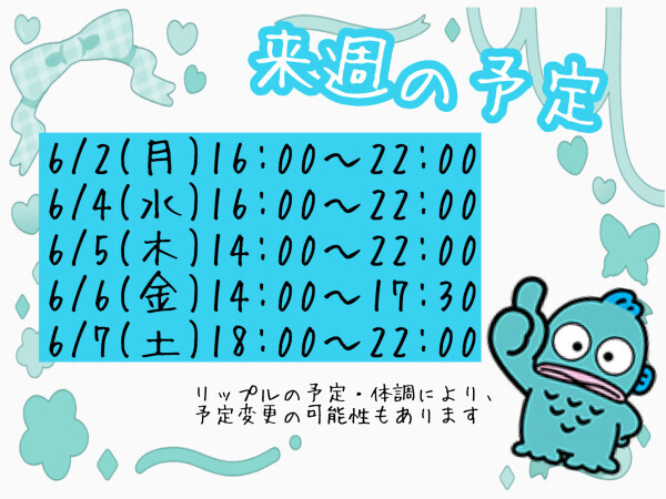 来週の予定?