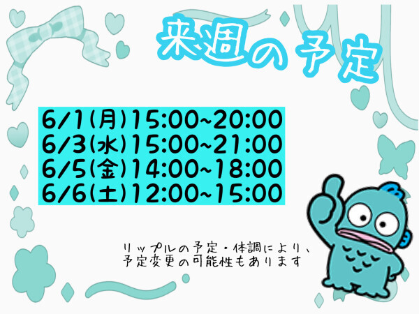 来週の予定?