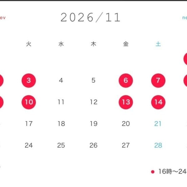 11月前半の出勤情報🗓