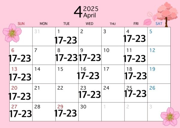 3月もありがとうだ❣️4月のシフト載せとく🩷