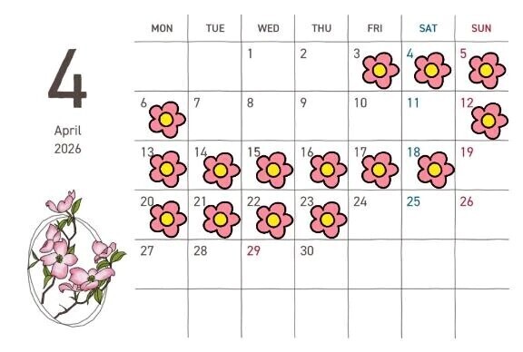 4月の出勤予定です♡