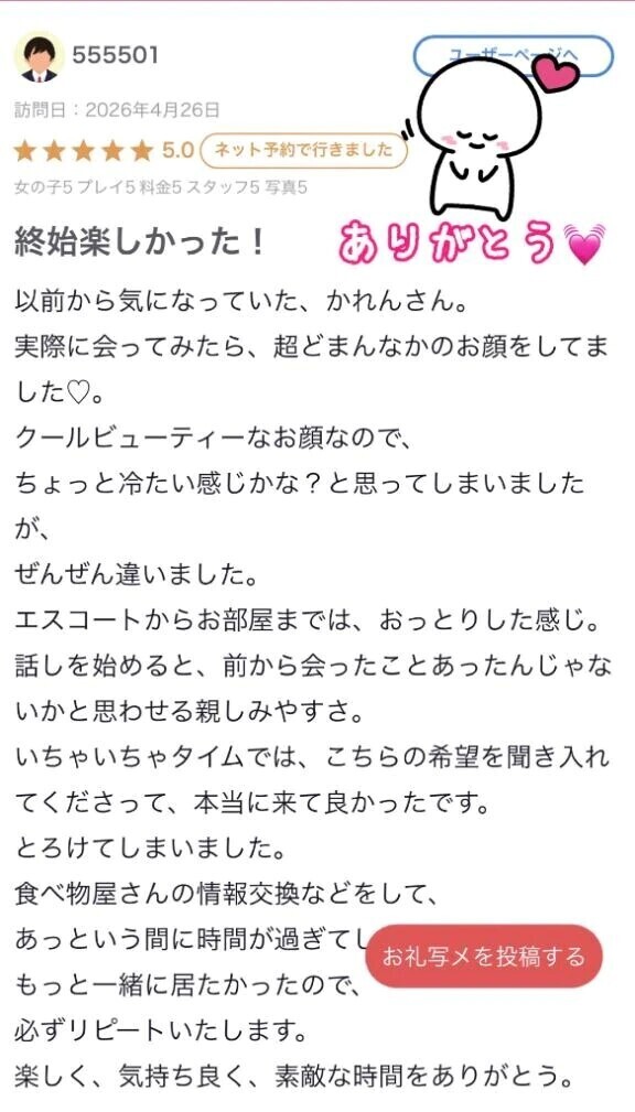 【お礼写メ日記】