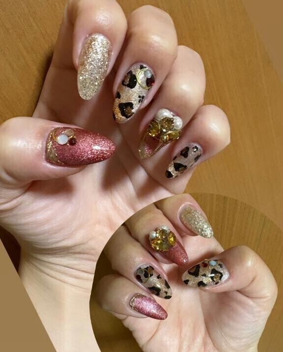ヒョウ柄??ゴールド＆ボルドー??