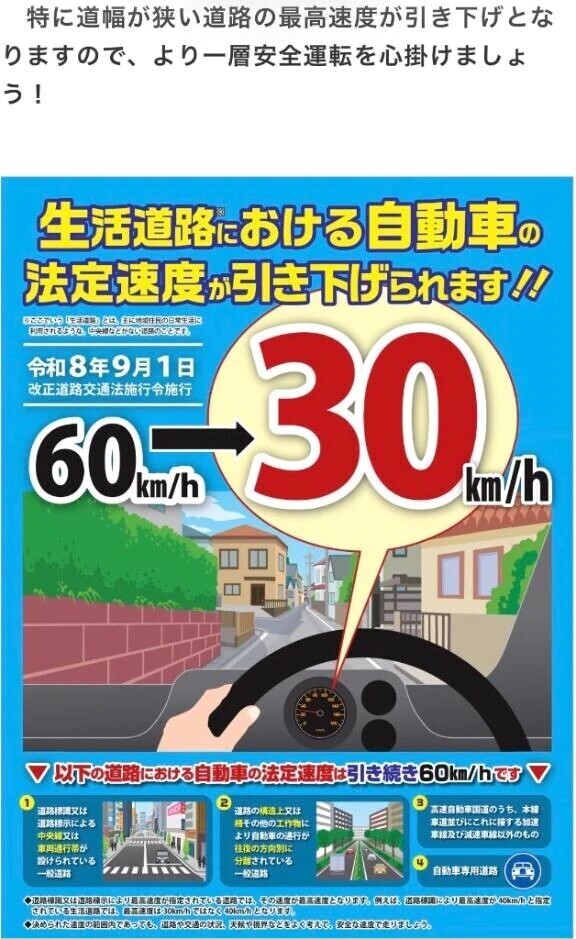 9月1日〜法定速度が変わります‼️