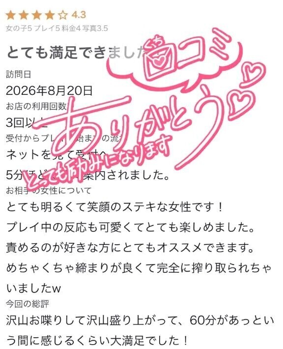 【お礼写メ日記】