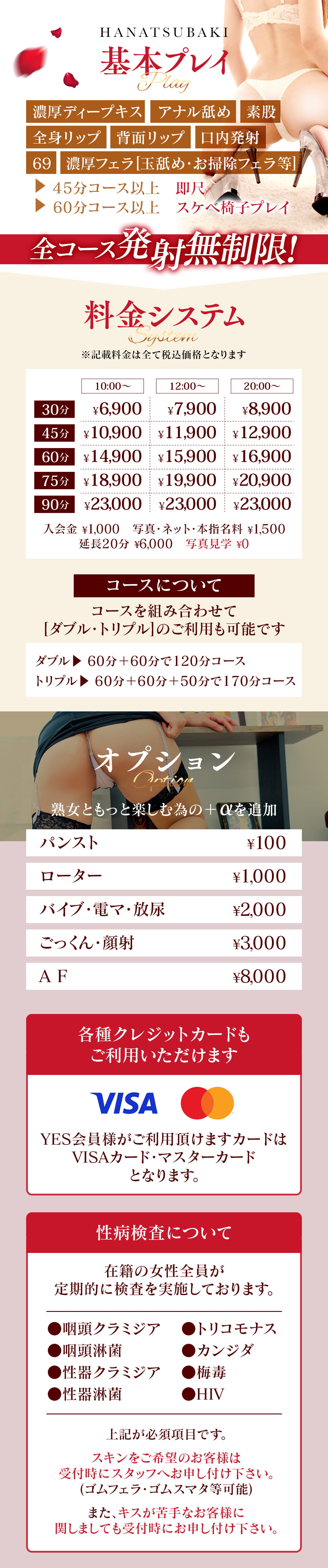 YESグループ水戸 華椿の料金表