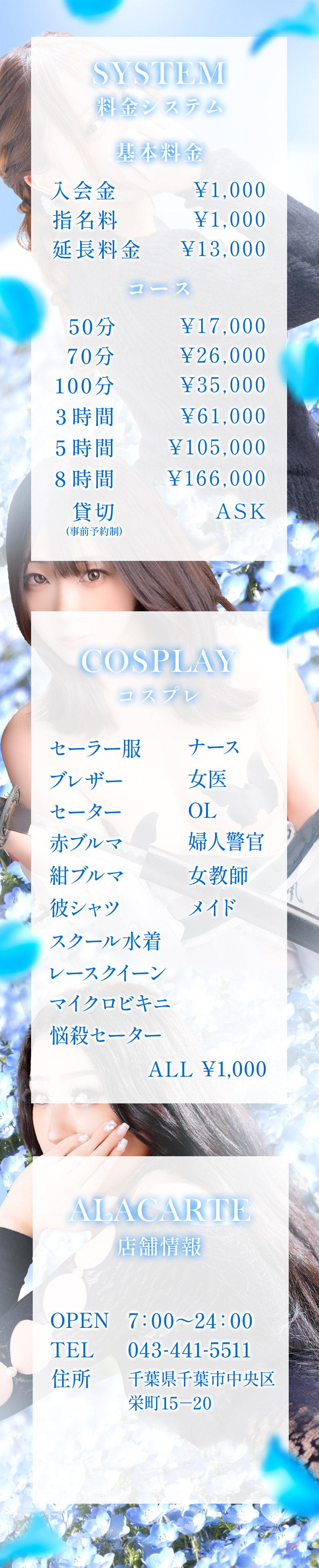 アラカルト Alacarteの料金表