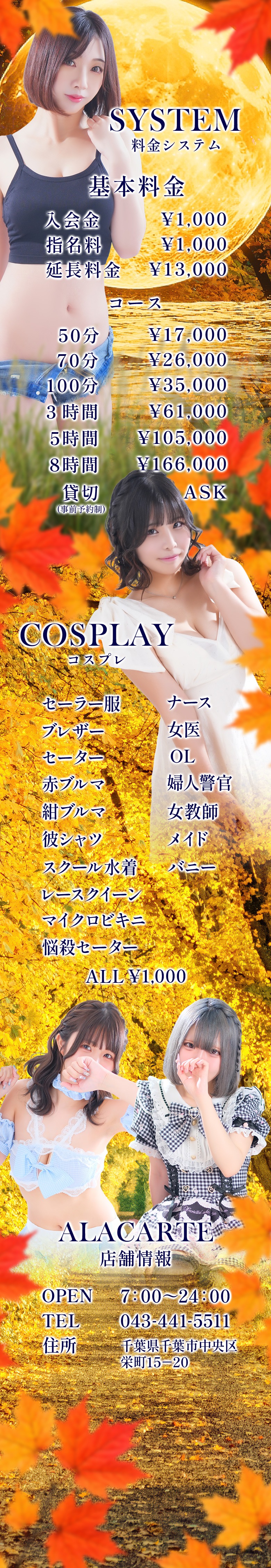 アラカルト Alacarteの料金表