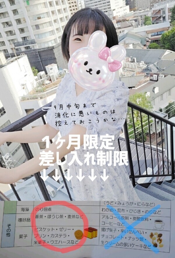 【9月中旬まで】差し入れ一部控えめに😢