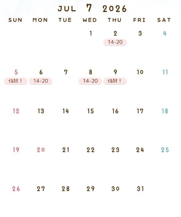 🌷来月上旬スケジュール🗓️