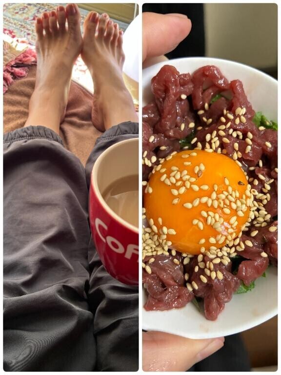 朝はホット麦茶に˚✧₊⁎❝᷀ົཽ≀ˍ̮ ❝᷀ົཽ⁎⁺˳✧༚夜は馬肉のユッケ