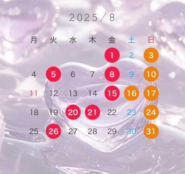 ８月のシャルールスケジュール- ̗̀⏰𓈒 𓂂𓏸