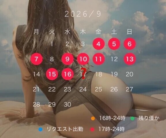 9月の出勤予定です