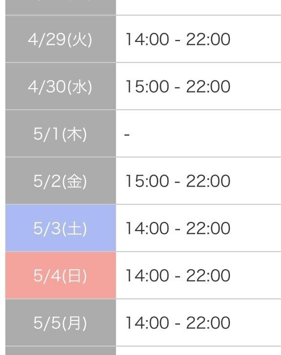 GWのシフト???
