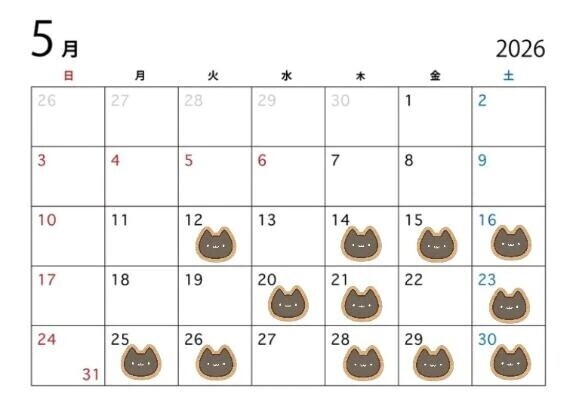 𖧷 ⁺.  今月の出勤予定  𖧷 ⁺.