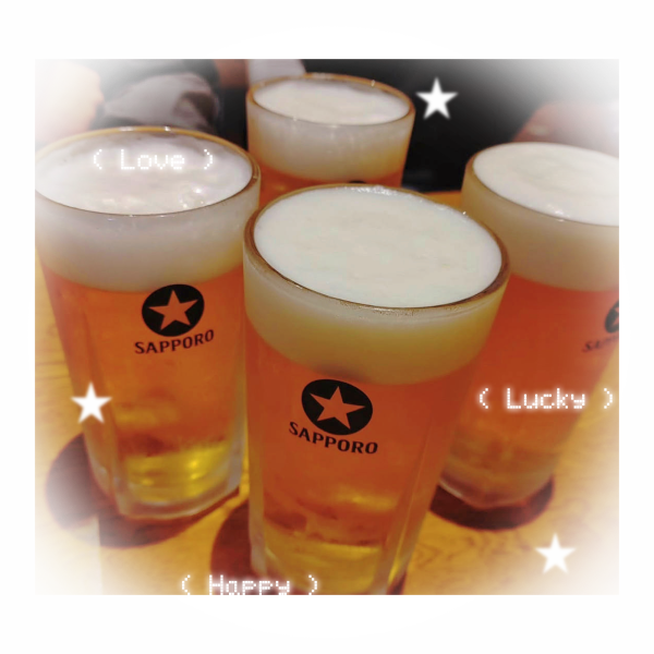 夜桜散るビール🌸
