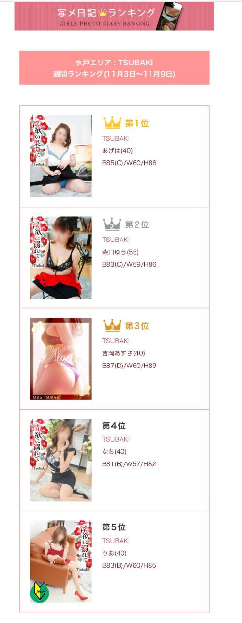 今週の写メ日記ランキング