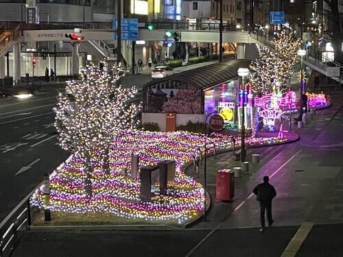 大晦日。水戸駅前のイルミネーションが……