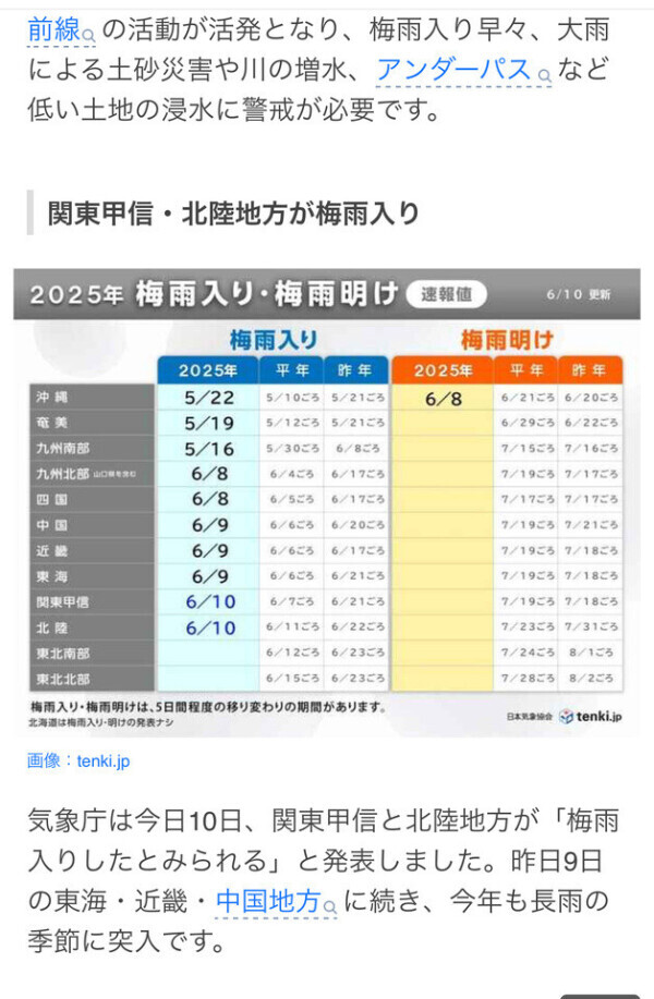 関東甲信本日より梅雨入り宣言☂﻿