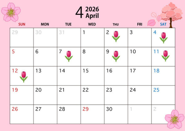 4月の出勤予定🌷(改めてのお知らせ)