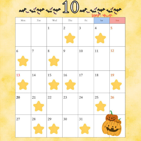 10月の出勤スケジュール🎃
