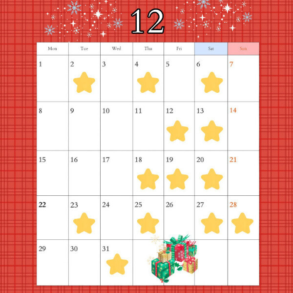 12月の出勤スケジュール🎄