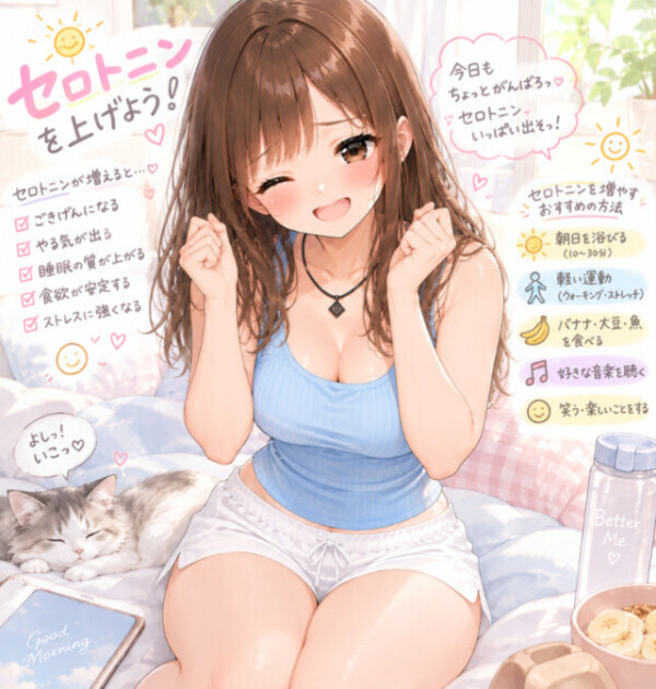 セロトニンを上げる💪(`･ω･´💪)