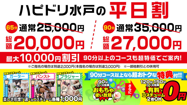 【11月誰でも！】ハピドリ水戸の平日割