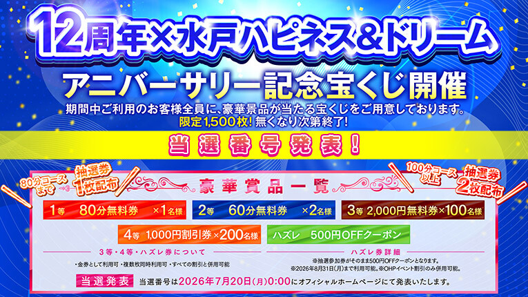 アニバーサリー記念宝くじ!!当選番号発表！