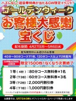 ゴールデンウィーク お客様大感謝宝くじ