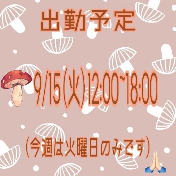勤務予定(14日~19日まで)