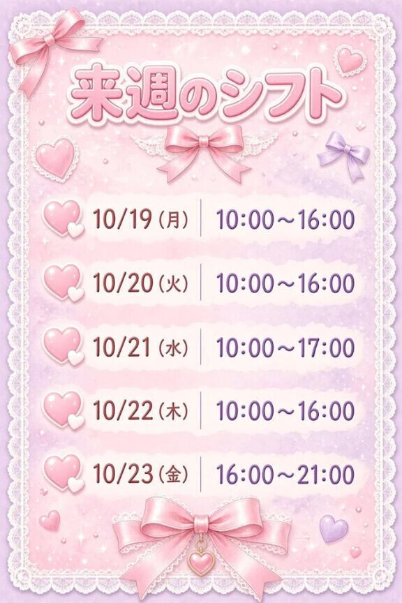 来週の予定だよ🤍