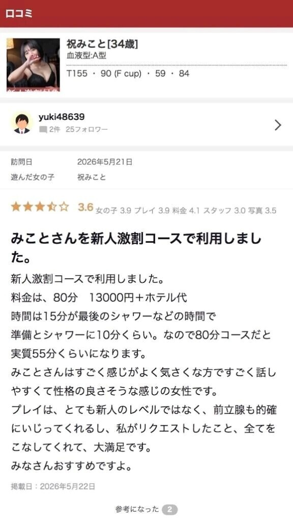 口コミありがとうございます🤭