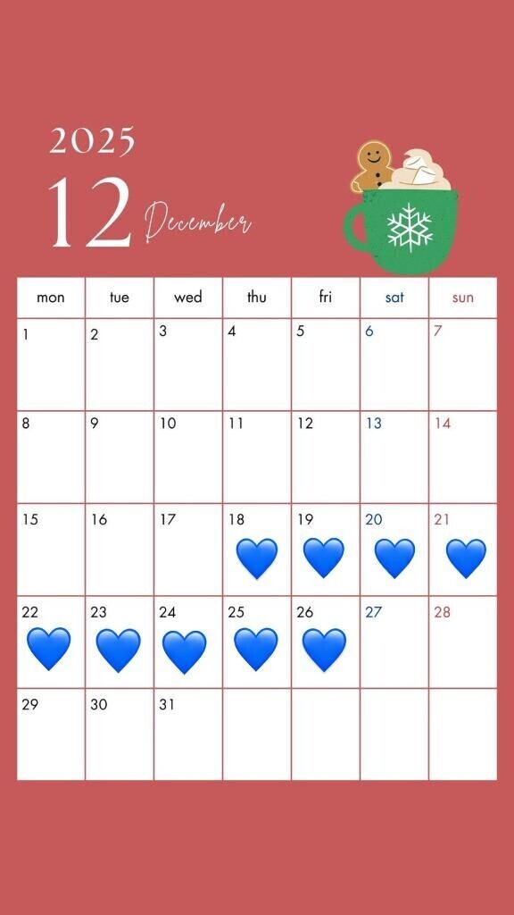 12月出勤スケジュール??